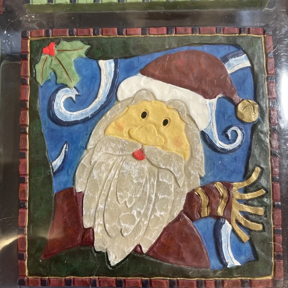 Sommelier Christmas Under Glass Coasters 4‎ Piece Set Characters Santa Snowman